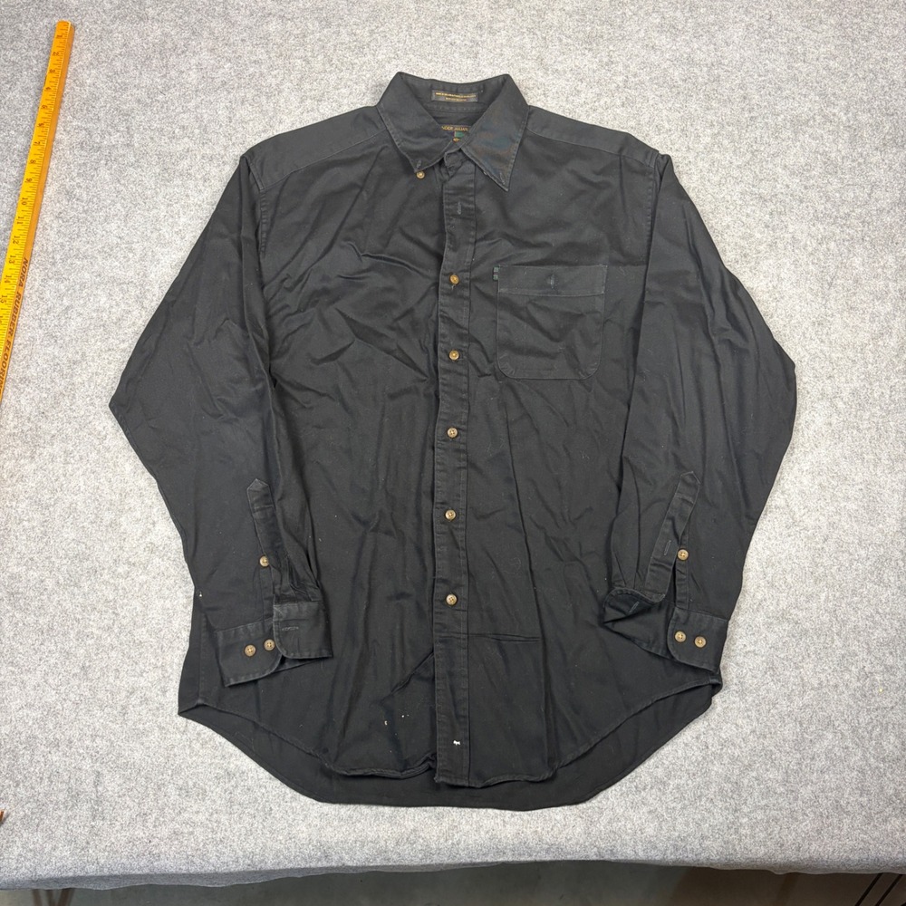 Alexander Julian Colours Mens Black Cotton Button Down Shirt Long Sleeve Size M